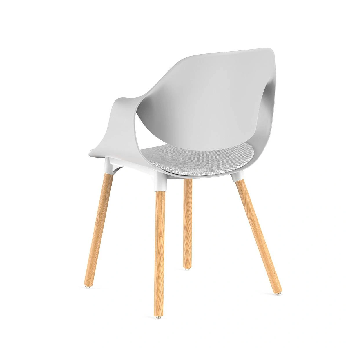 Стул Akella soft, (комплект 2 шт), пластик светло-серый / опоры дерево фото