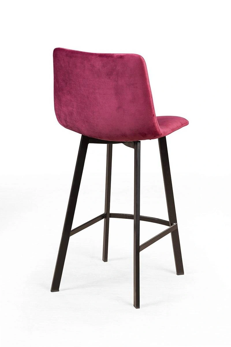 Стул барный UNO, бархат красный 16 new / чёрный профиль изображение Стул барный UNO, бархат красный 16 new / чёрный профиль фото