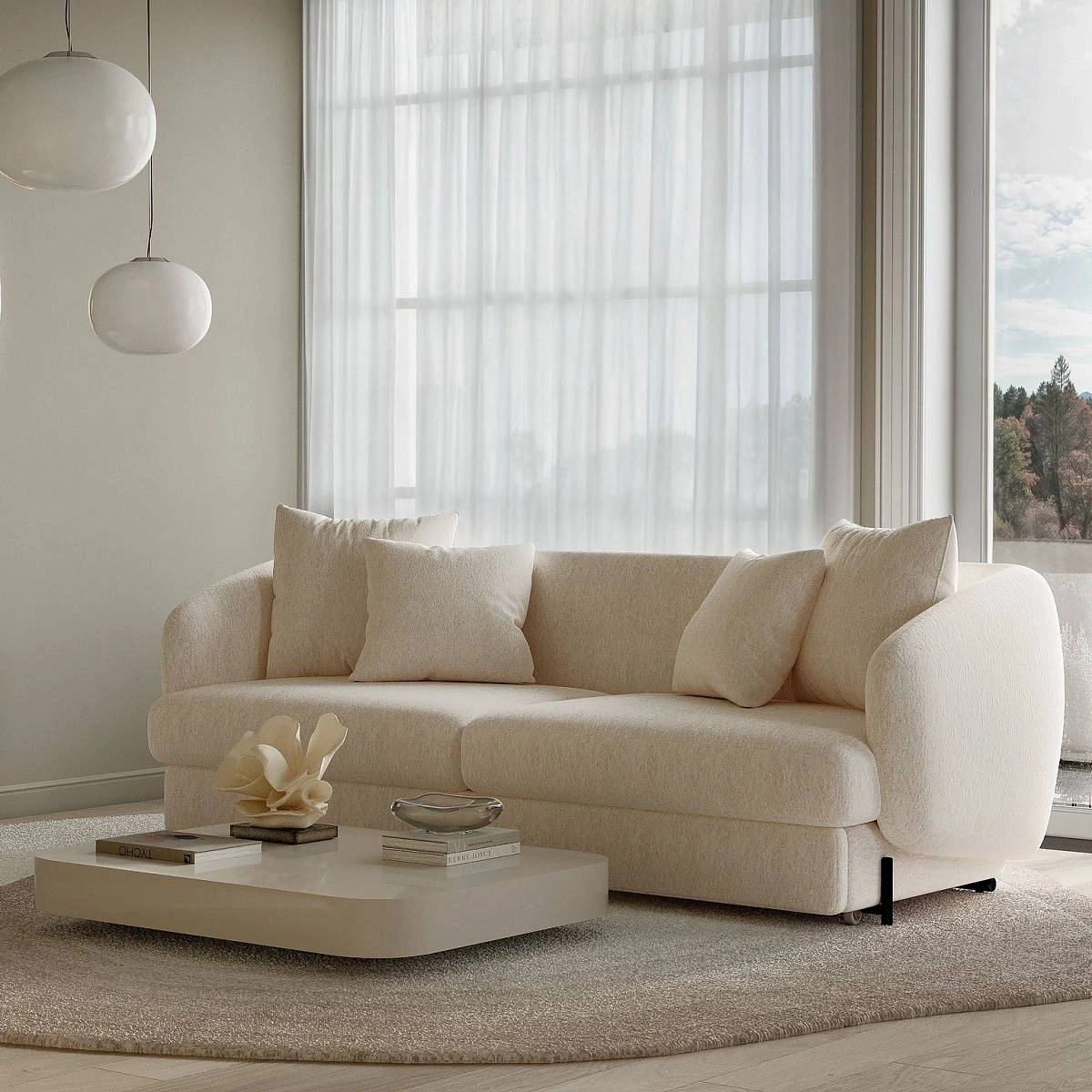 Bubble диван-кровать прямой, шенилл Reef cream фото