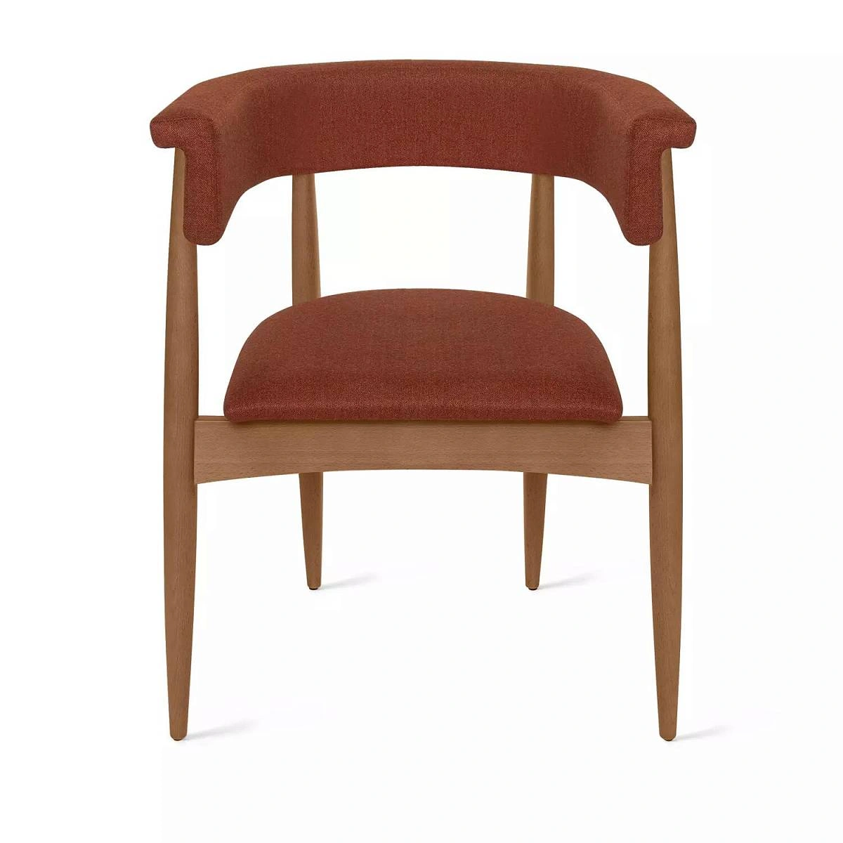 Полукресло Ludvig, бук натуральный, лак орех, шенилл красный фото