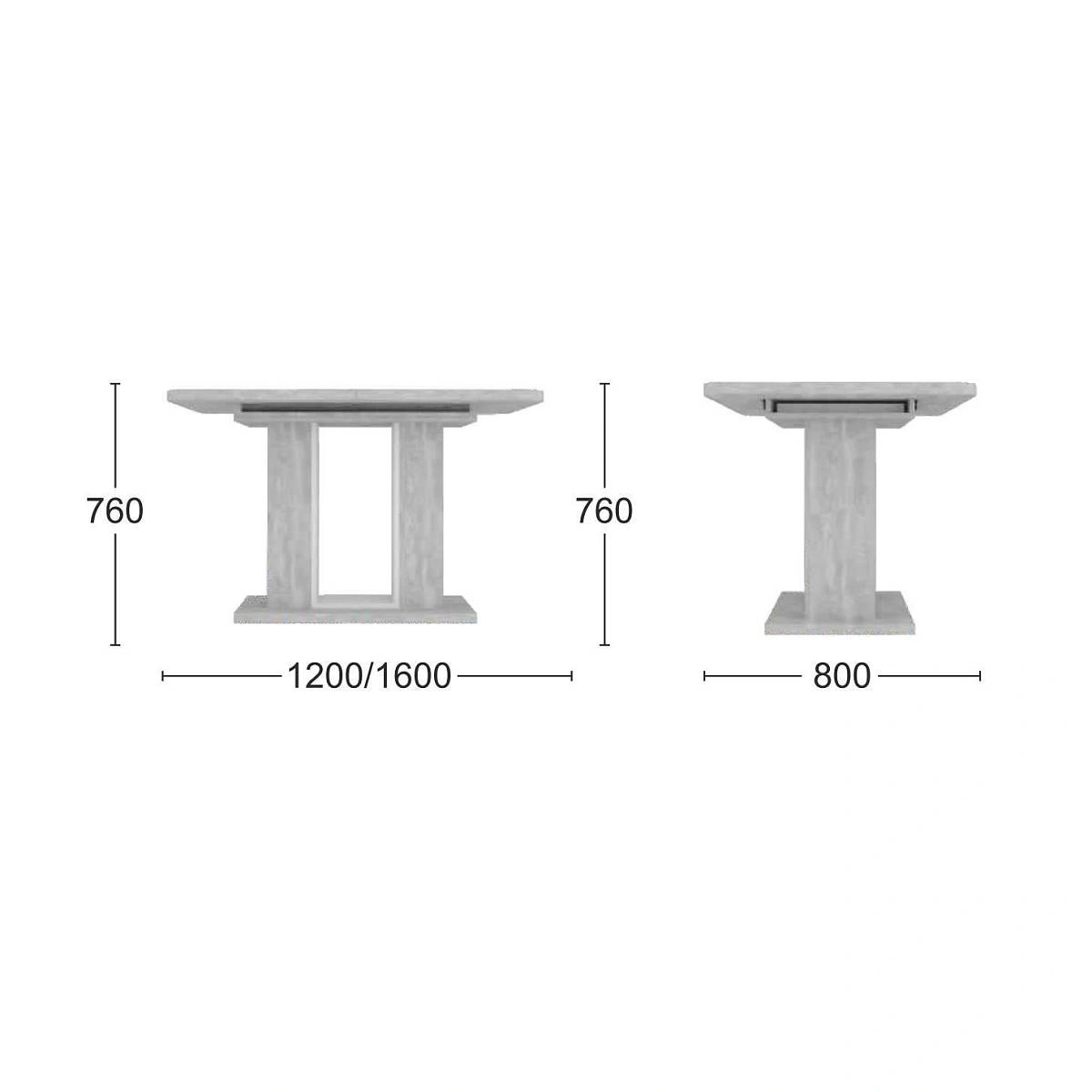 Стол обеденный Toscana (120+40) дуб эвок прибрежный/глиняный серый изображение Стол обеденный Toscana (120+40) дуб эвок прибрежный/глиняный серый фото