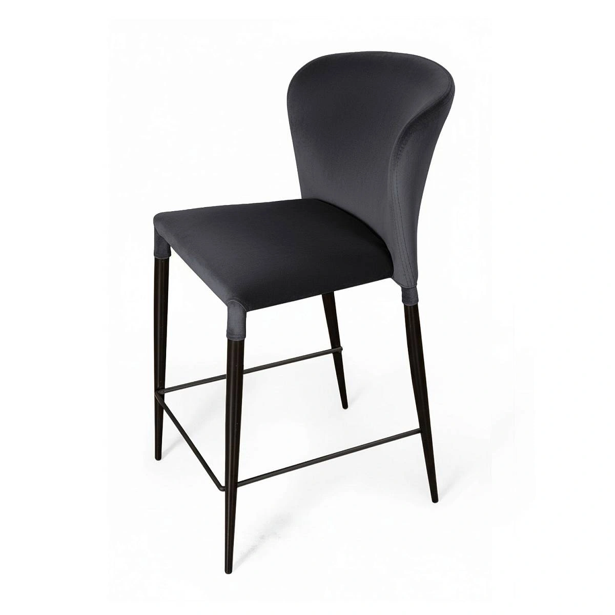 Стул полубарный Albert, бархат серый 27 /опора конус фото