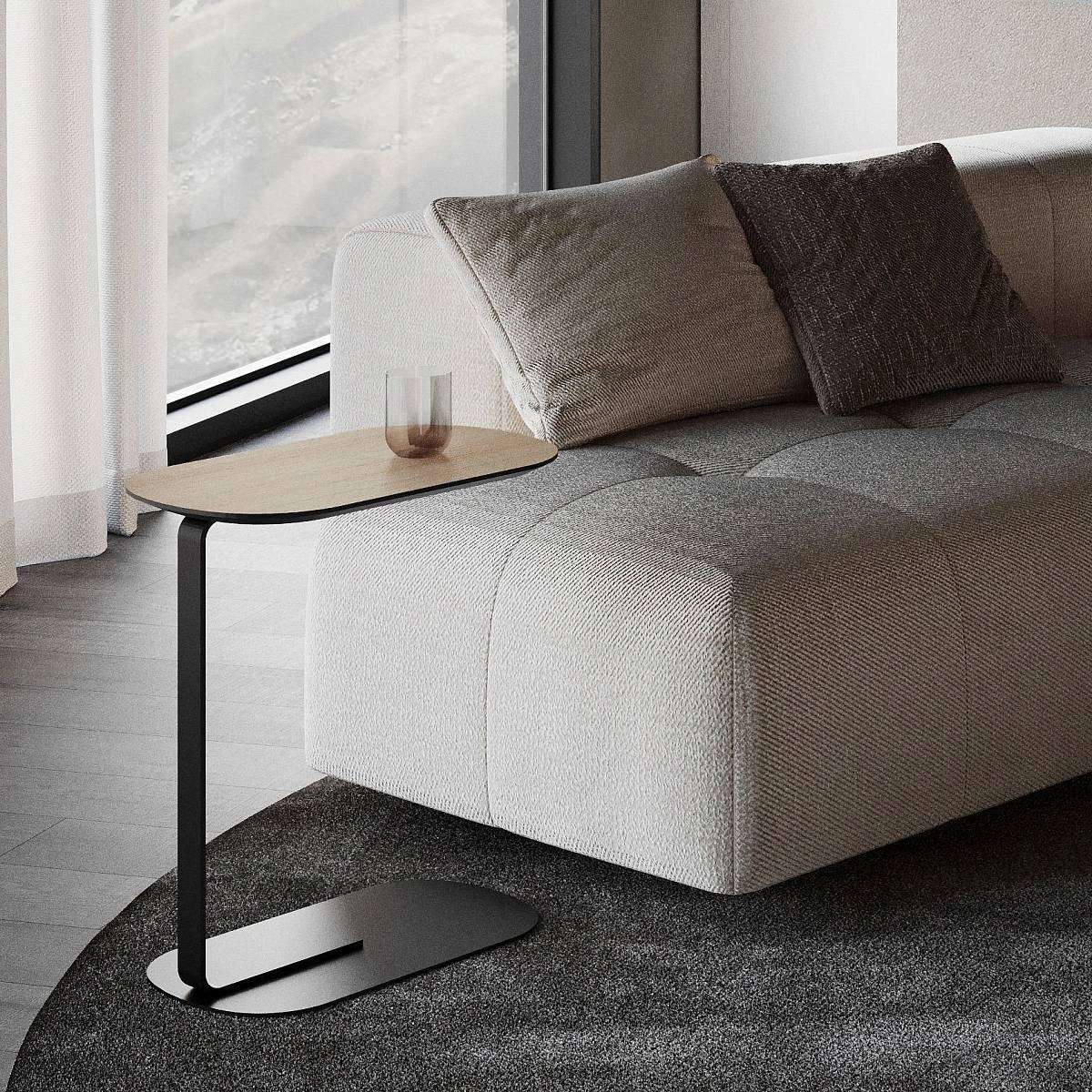 Журнальный столик приставной Side шпон белый шоколад фото