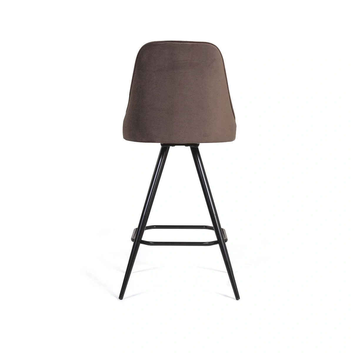 Стул барный Oliver поворотный 360 градусов, бархат коричневый 12/ чёрный конус фото