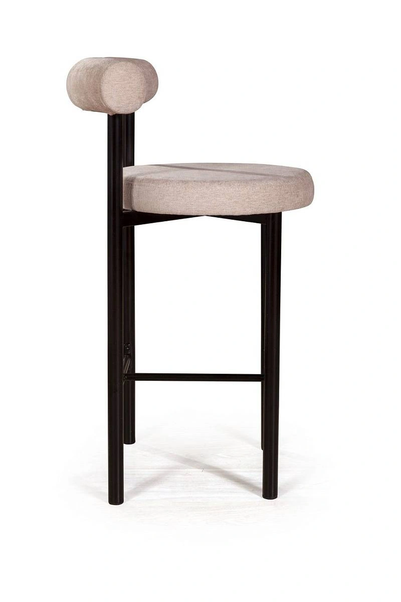 Стул полубарный Biggi, шенилл Puffy beige / опоры черные изображение Стул полубарный Biggi, шенилл Puffy beige / опоры черные фото