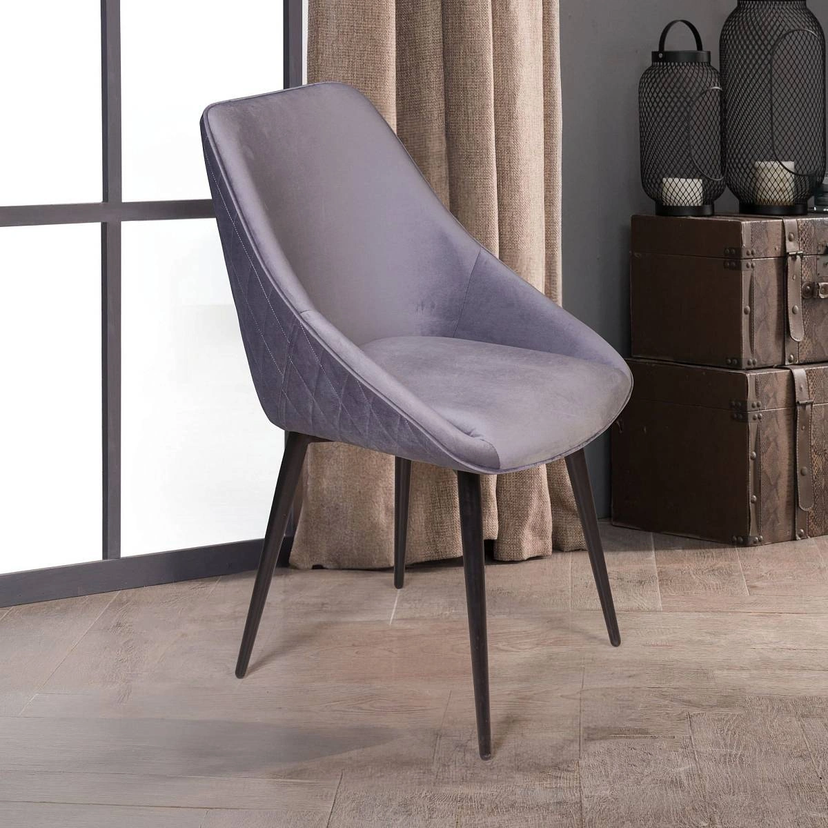 Стул Neo ромб, бархат светло-серый 26/опора конус изображение Стул Neo ромб, бархат светло-серый 26/опора конус фото