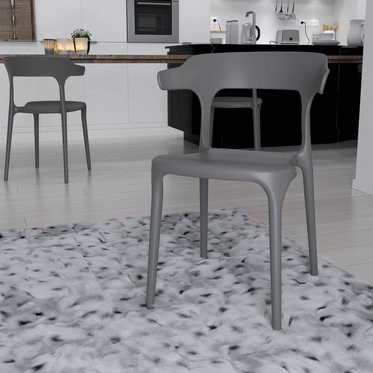 Стул Leo (RUS), комплект (2 шт), пластик серый изображение Стул Leo (RUS), комплект (2 шт), пластик серый фото