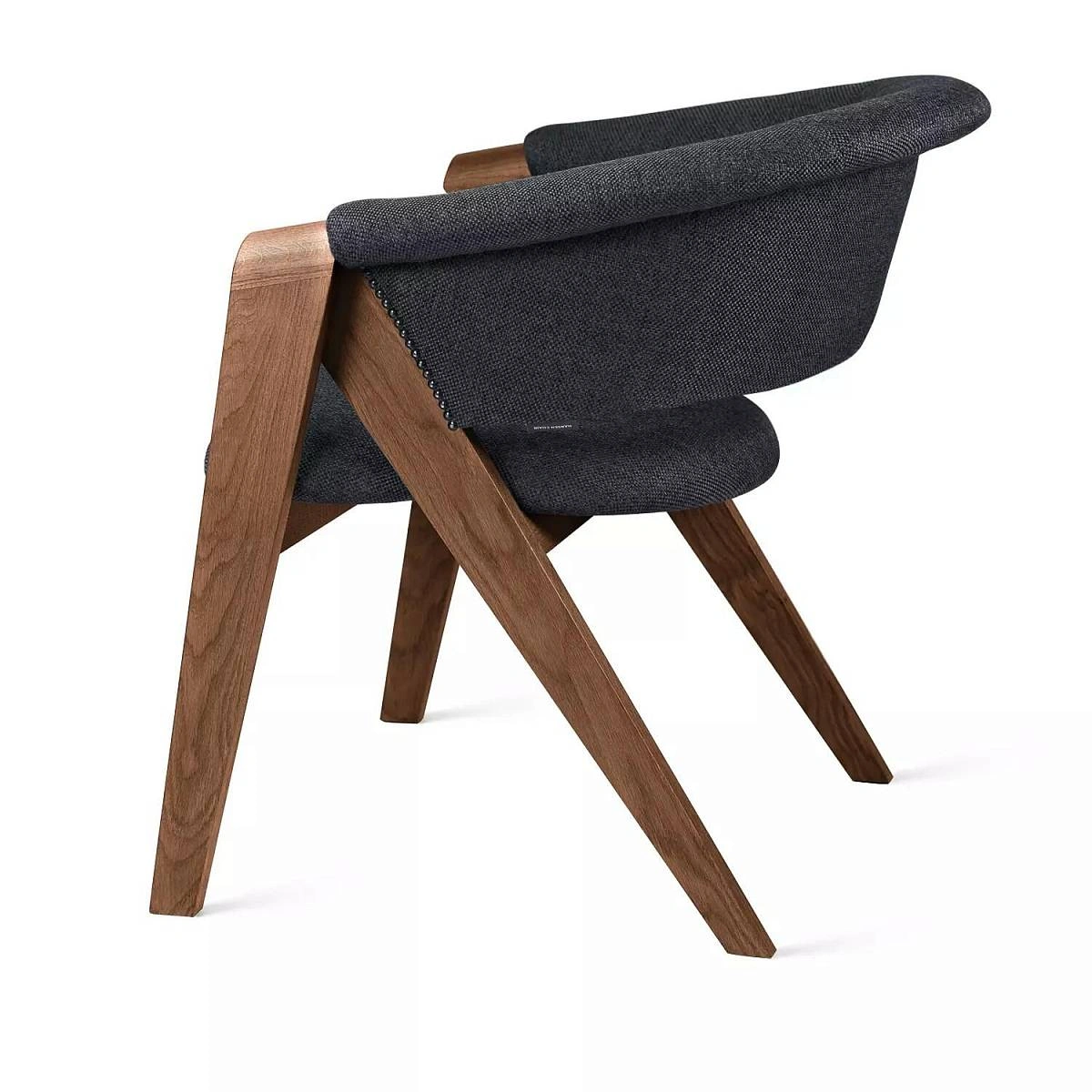 Кресло Claus, дуб натуральный лак коричневый, рогожка, серый фото