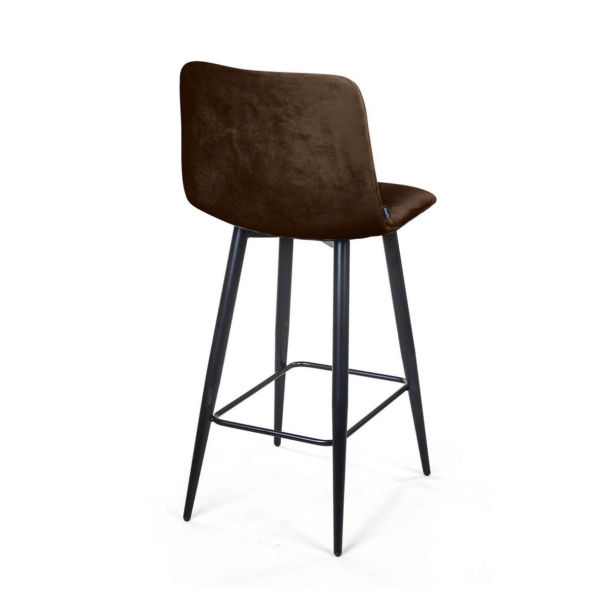Стул полубарный UNO, бархат коричневый 12/ чёрный конус изображение Стул полубарный UNO, бархат коричневый 12/ чёрный конус фото
