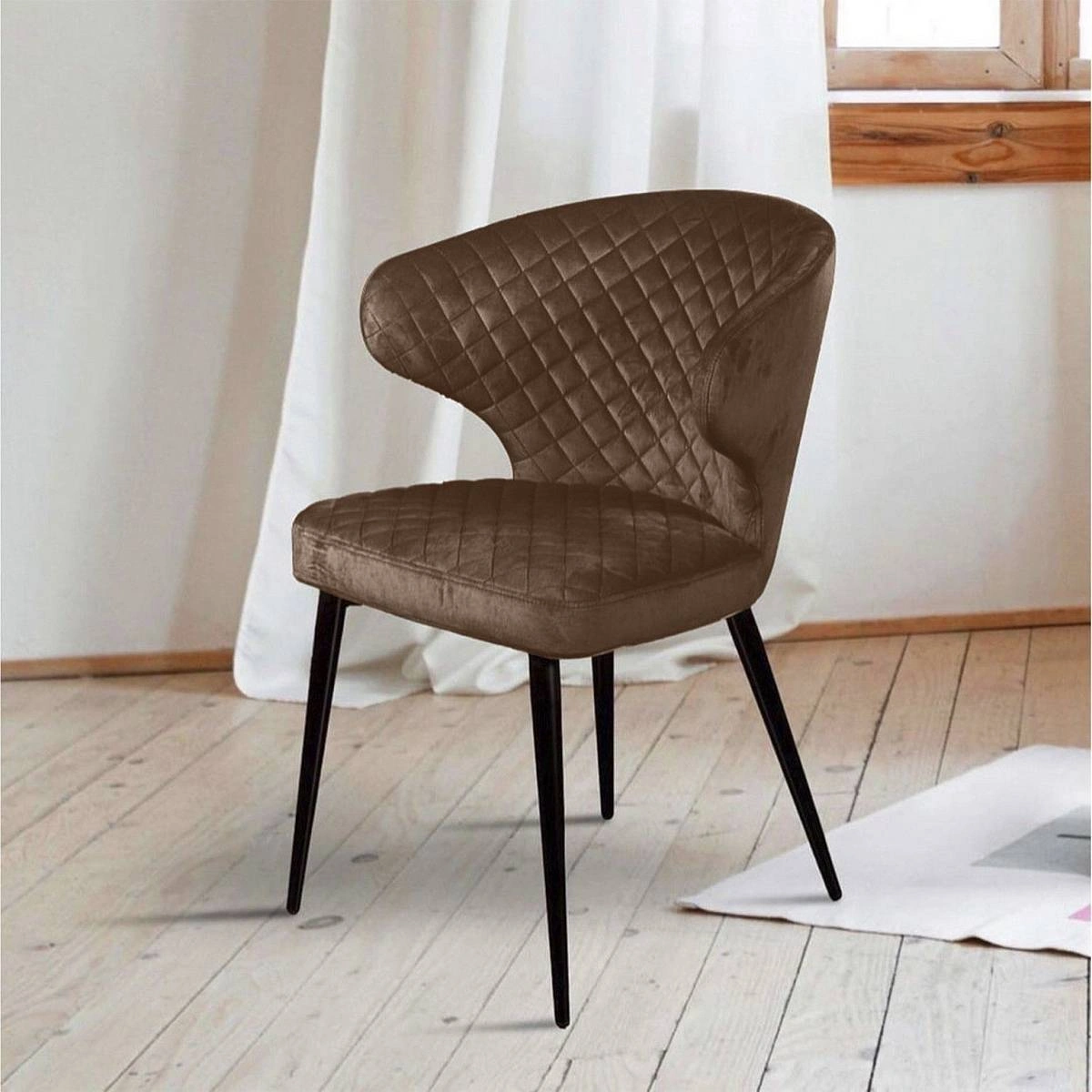 Стул Richard ромб, бархат коричневый 12 фото