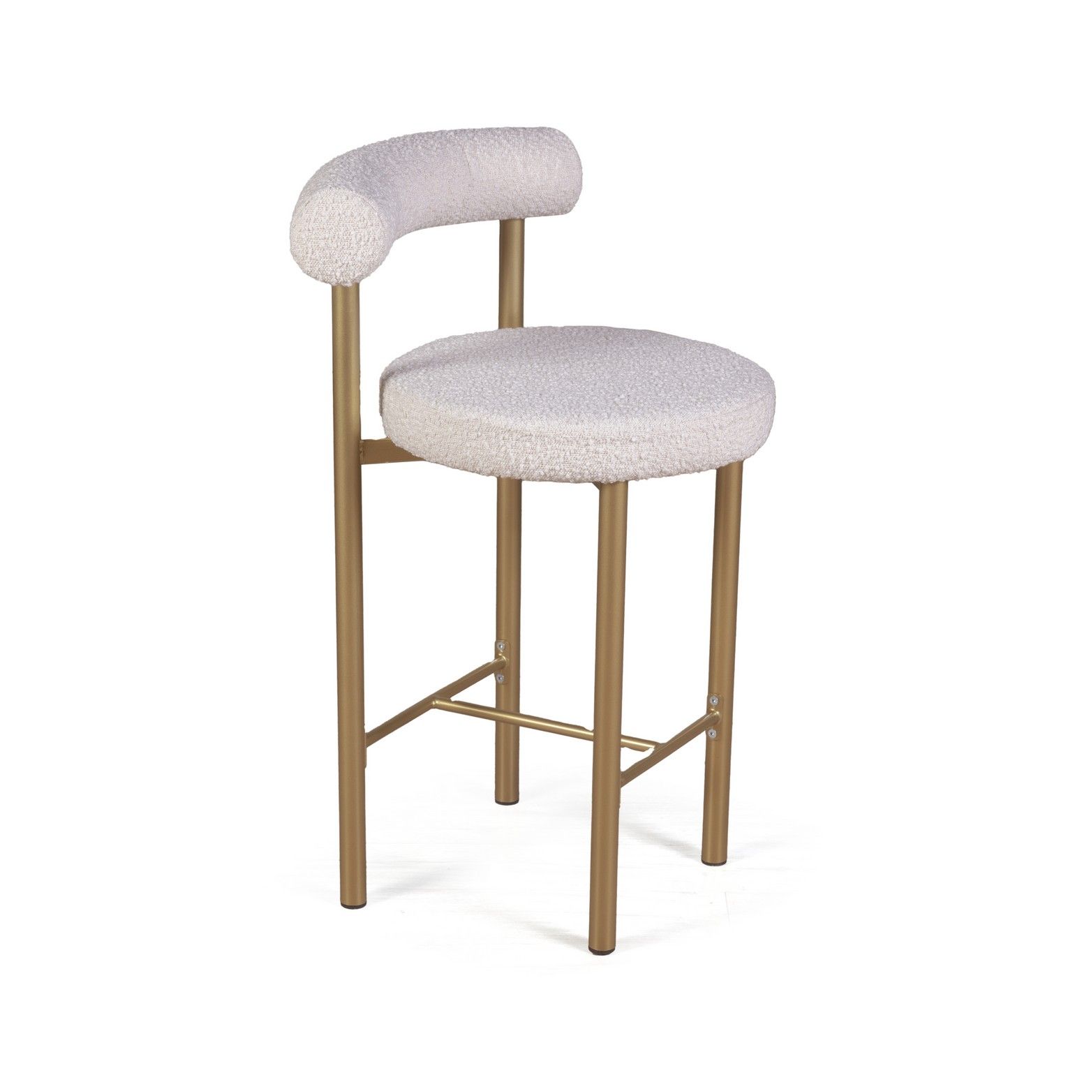 Стул полубарный Бигги, букле Turin ivory / опоры золото