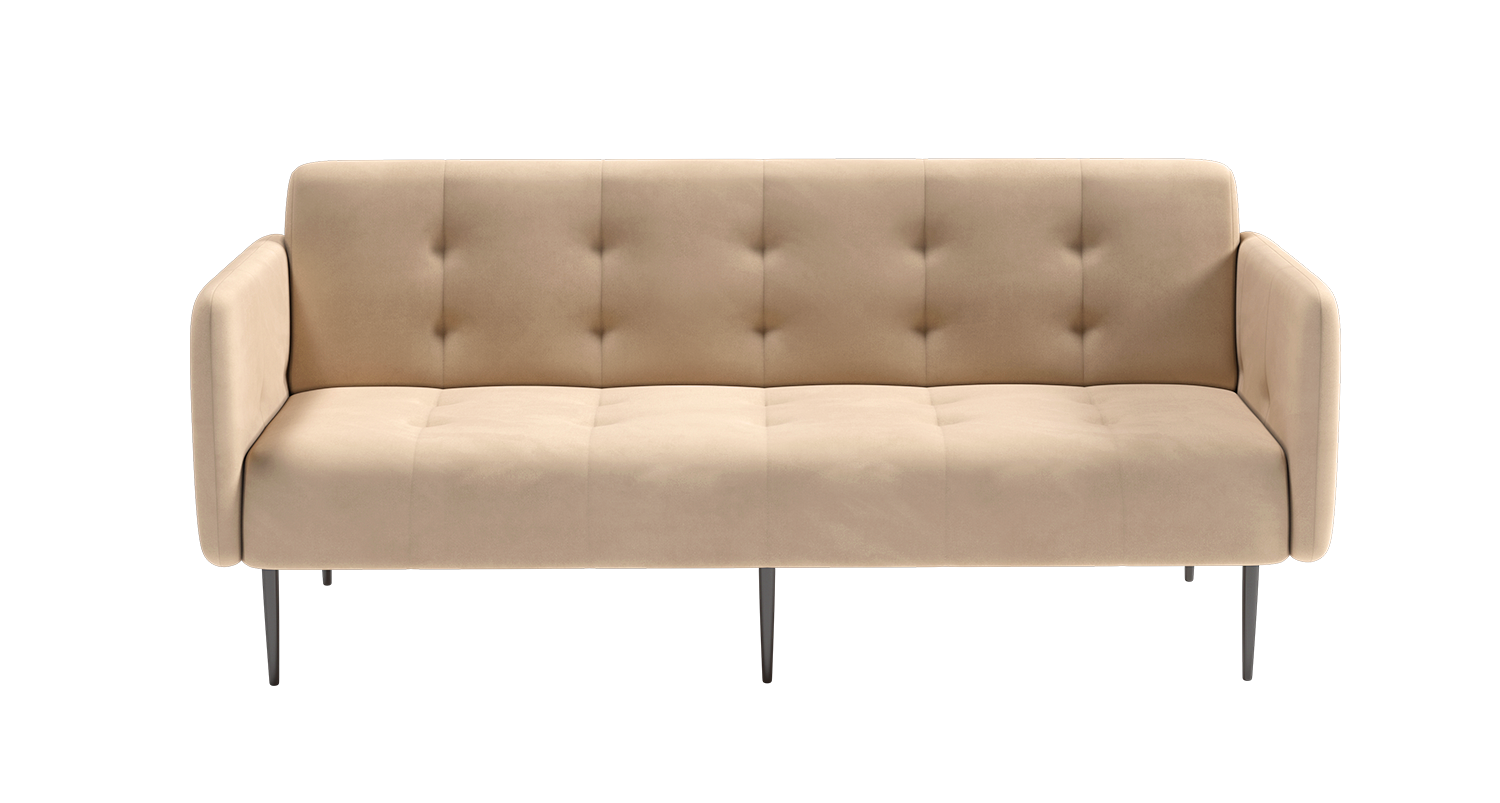 Monaco диван-кровать прямой с подлокотниками, трехместный, велюр бежевый Velutto 04 изображение Monaco диван-кровать прямой с подлокотниками, трехместный, велюр бежевый Velutto 04 фото