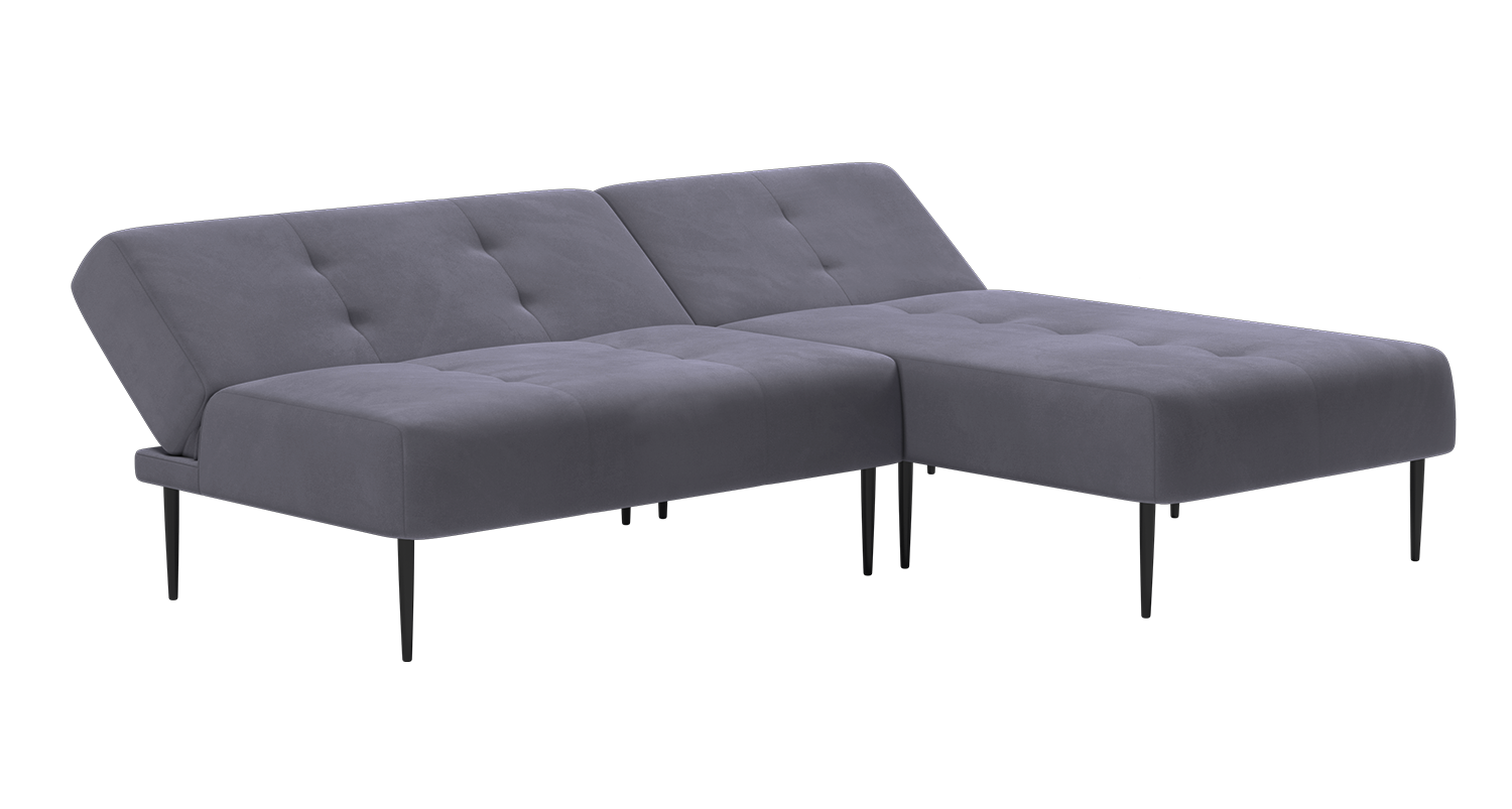 Monaco диван-кровать с шезлонгом, без подлокотников, бархат серый 27 изображение Monaco диван-кровать с шезлонгом, без подлокотников, бархат серый 27 фото