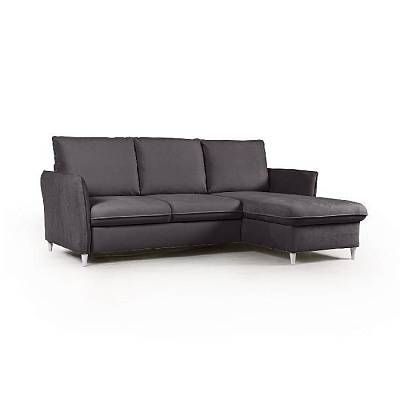 Hans диван-кровать с шезлонгом велюр серый