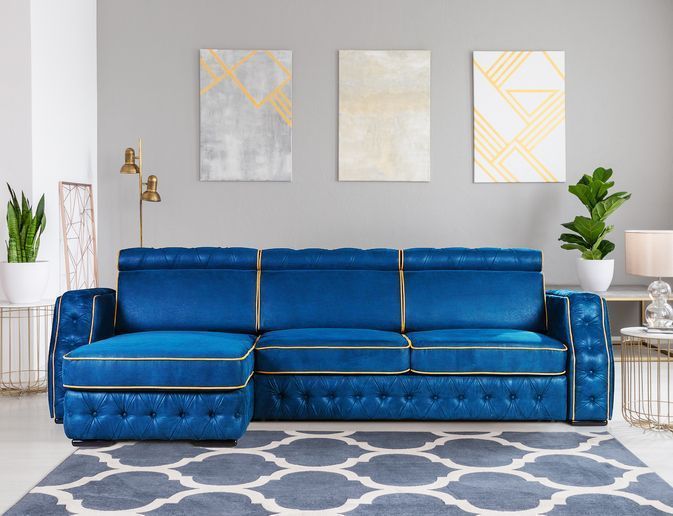 Portofino угловой диван-кровать замша синий