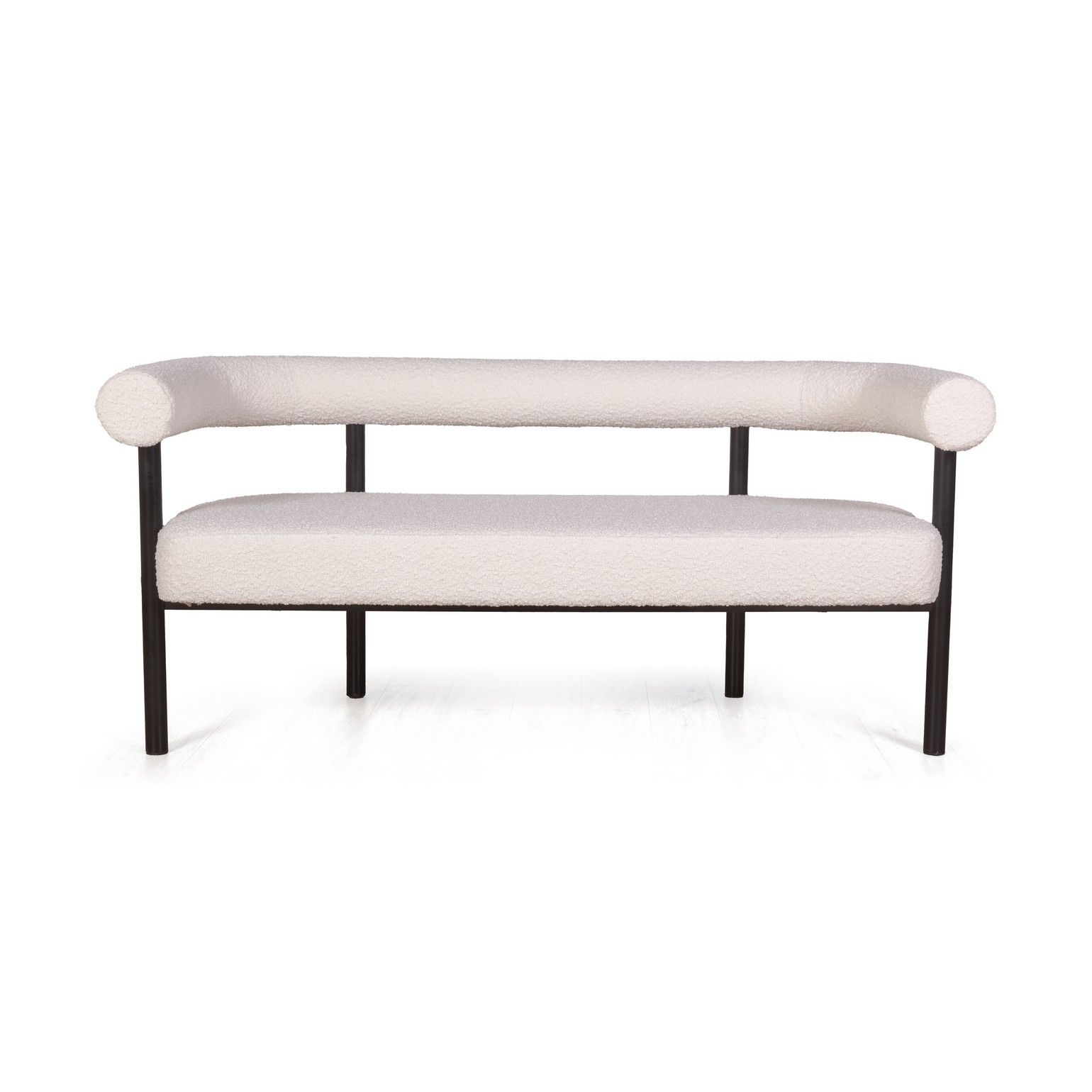 Диван Бигги, букле Turin ivory / опоры черные