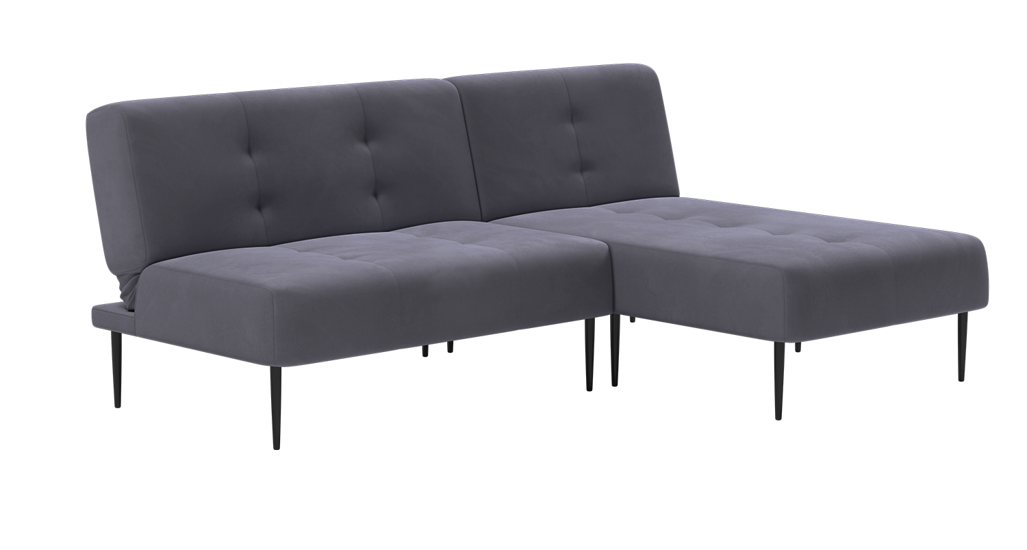 Monaco диван-кровать с шезлонгом, без подлокотников, бархат серый 27 изображение Monaco диван-кровать с шезлонгом, без подлокотников, бархат серый 27 фото