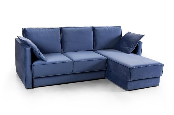 Martin диван-кровать с шезлонгом велюр синий