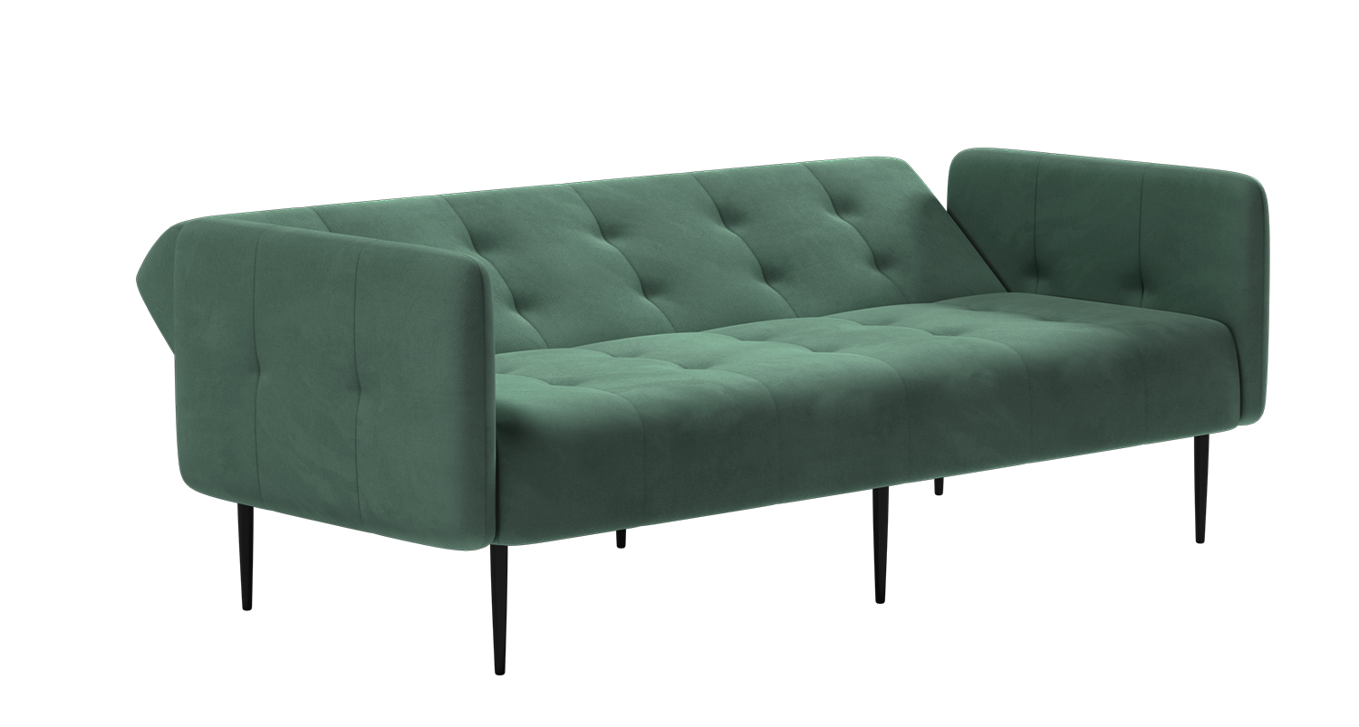 Monaco диван-кровать прямой с подлокотниками, трехместный, бархат зеленый 19 изображение Monaco диван-кровать прямой с подлокотниками, трехместный, бархат зеленый 19 фото