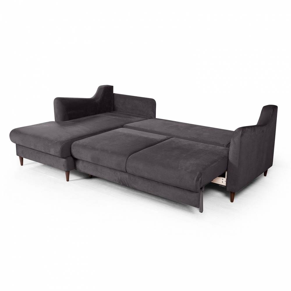 Stockholm диван-кровать с шезлонгом велюр серый