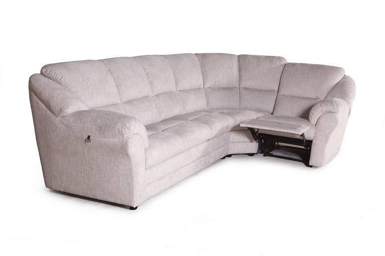 San-Remo угловой диван-кровать с реклайнером, микромех Rozy ivory