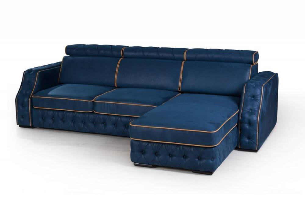 Portofino угловой диван-кровать замша синий