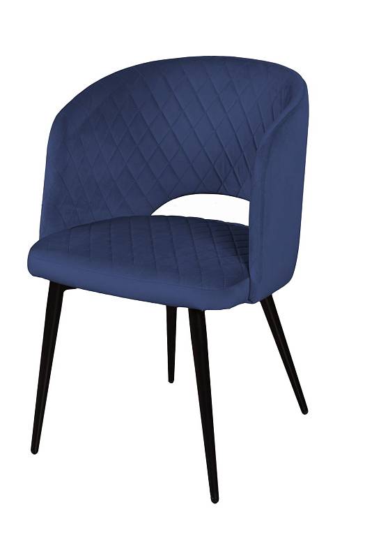 Кресло William ромб, комплект (4шт), бархат синий 29/ черный конус