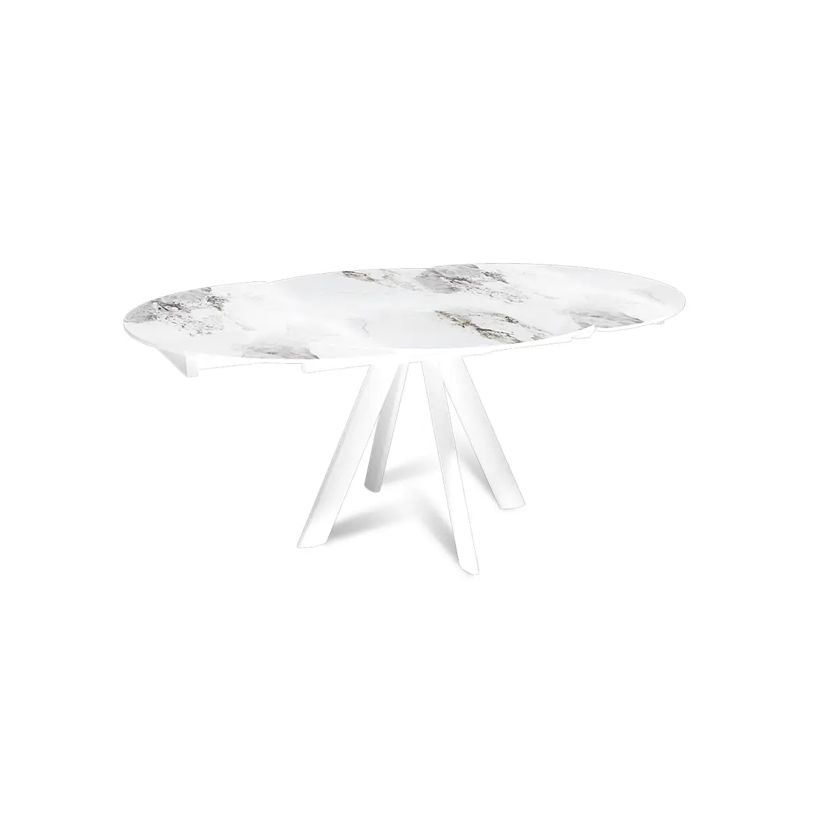 Стол круглый раскладной Orion (120+30+30), керамика глянцевая Calacatta изображение Стол круглый раскладной Orion (120+30+30), керамика глянцевая Calacatta фото