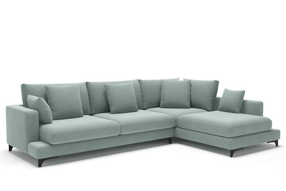 Oscar диван с терминальным углом рогожка голубой