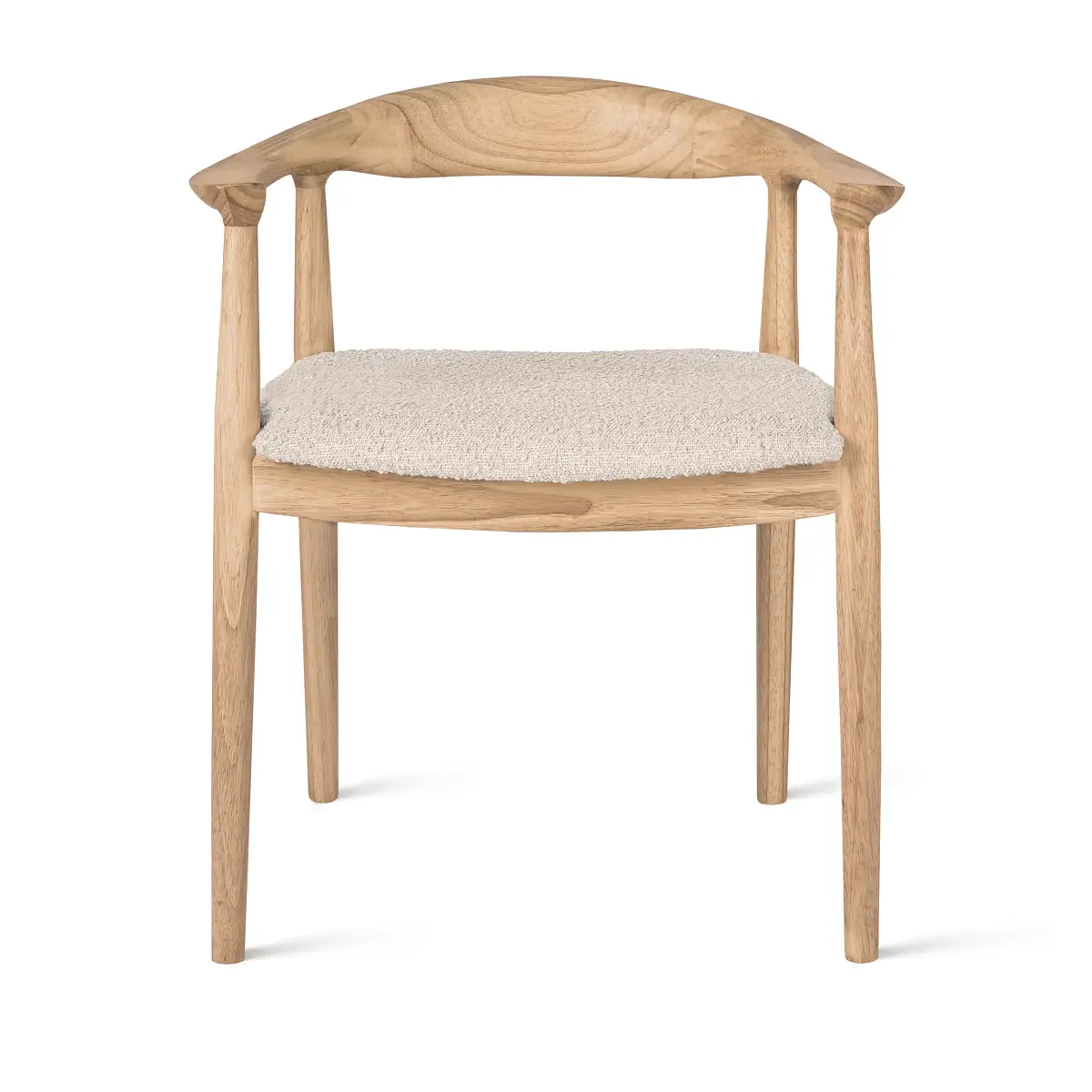 Стул Фьорд, каучуковое дерево натуральный лак, букле бежевый фото