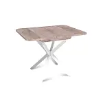 Стол Твист раздвижной (100+30) дуб эндгрейн / опоры белые