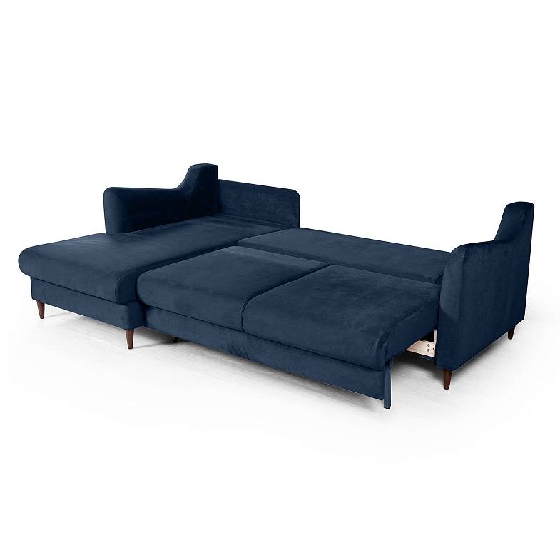 Stockholm диван-кровать с шезлонгом велюр синий