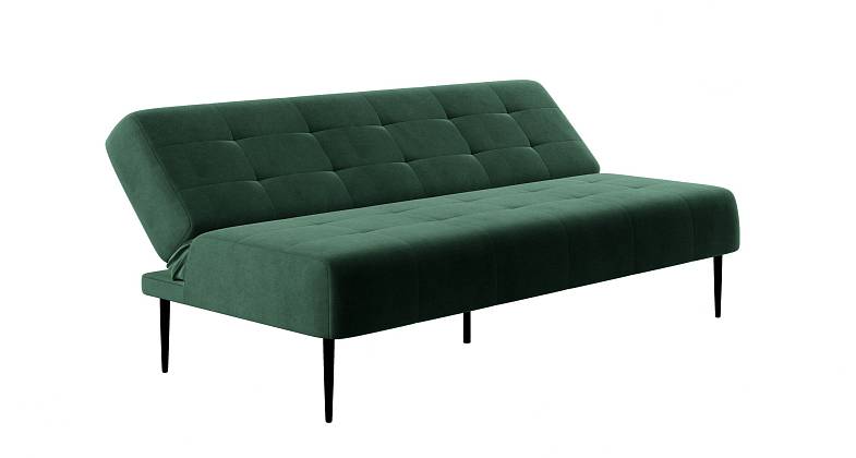 Monaco диван-кровать прямой трехместный, без подлокотников, бархат зеленый 19