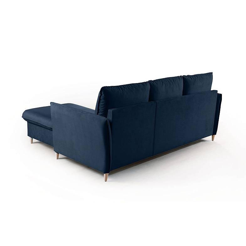 Hans диван-кровать с шезлонгом велюр синий