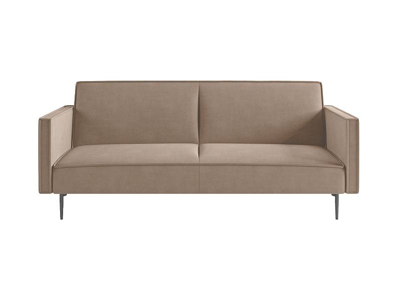 Este диван-кровать трехместный, прямой, с подлокотниками, бархат бежевый 05