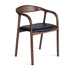 Стул Брэдли, дуб лак темный орех, кожа черный