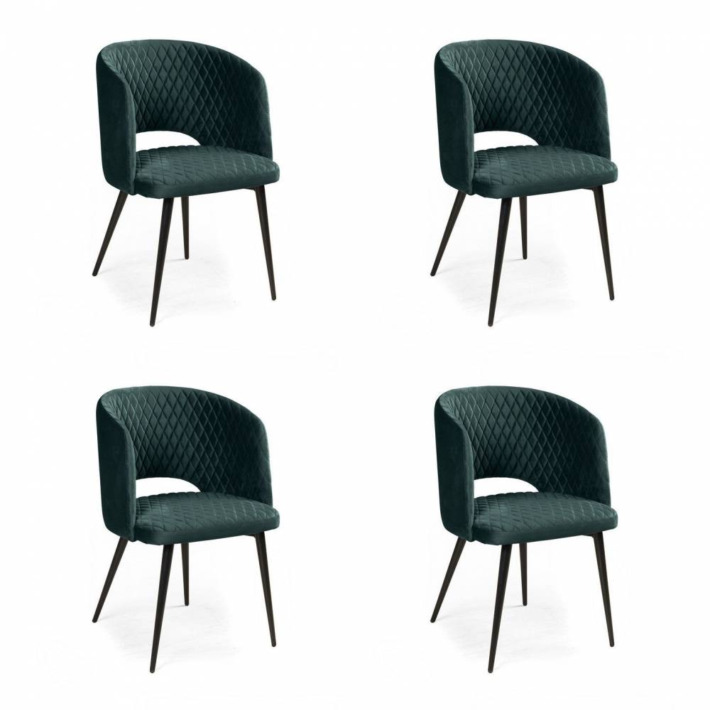 Кресло William ромб, комплект (4шт), бархат зелёный 19/ черный конус от производителя Top concept