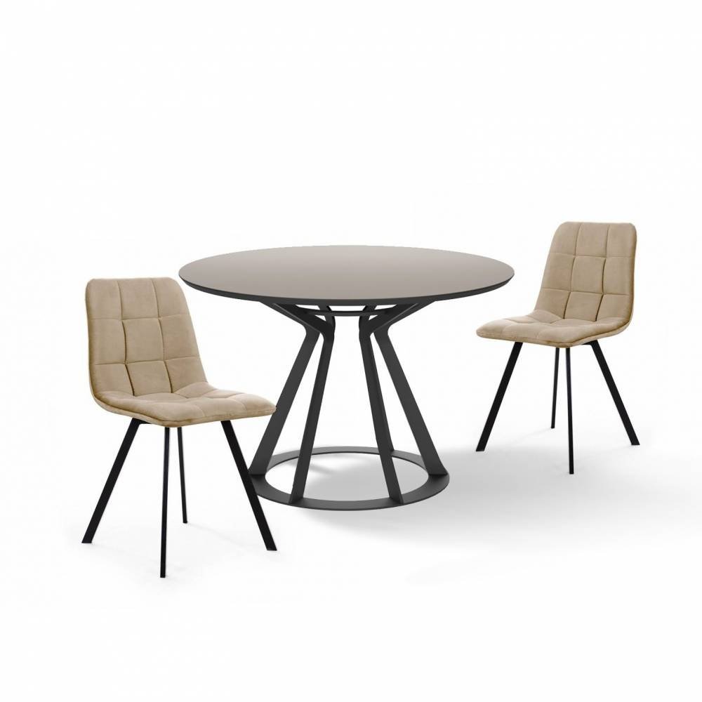 Купить Стол круглый Mercury (100 см) fenix серый + 4 стула UNO в интернет-магазине