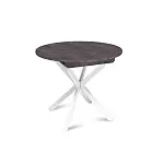 Стол круглый раздвижной Твист (90+30) камень темный / опоры белые