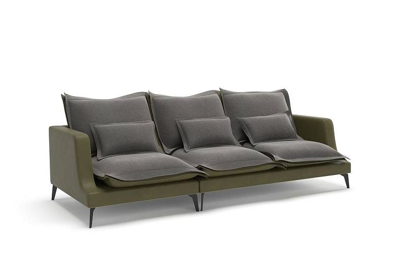 Rey диван прямой трехместный замша зеленый/серый