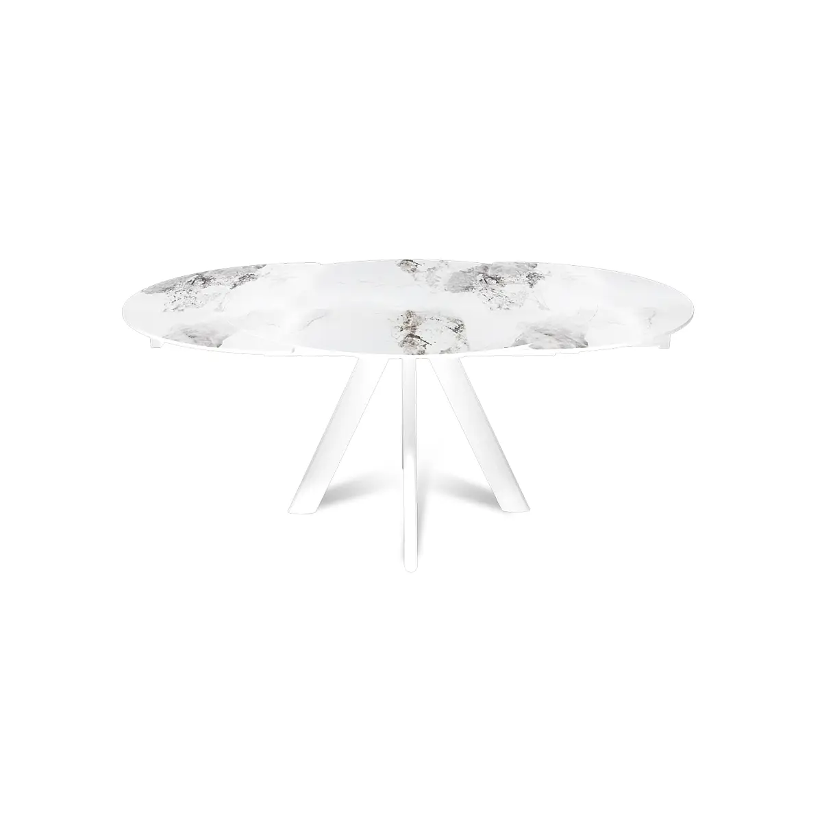 Стол круглый раскладной Orion (120+30+30), керамика глянцевая Calacatta изображение Стол круглый раскладной Orion (120+30+30), керамика глянцевая Calacatta фото