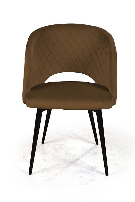 Кресло William ромб, бархат коричневый 12/ черный конус