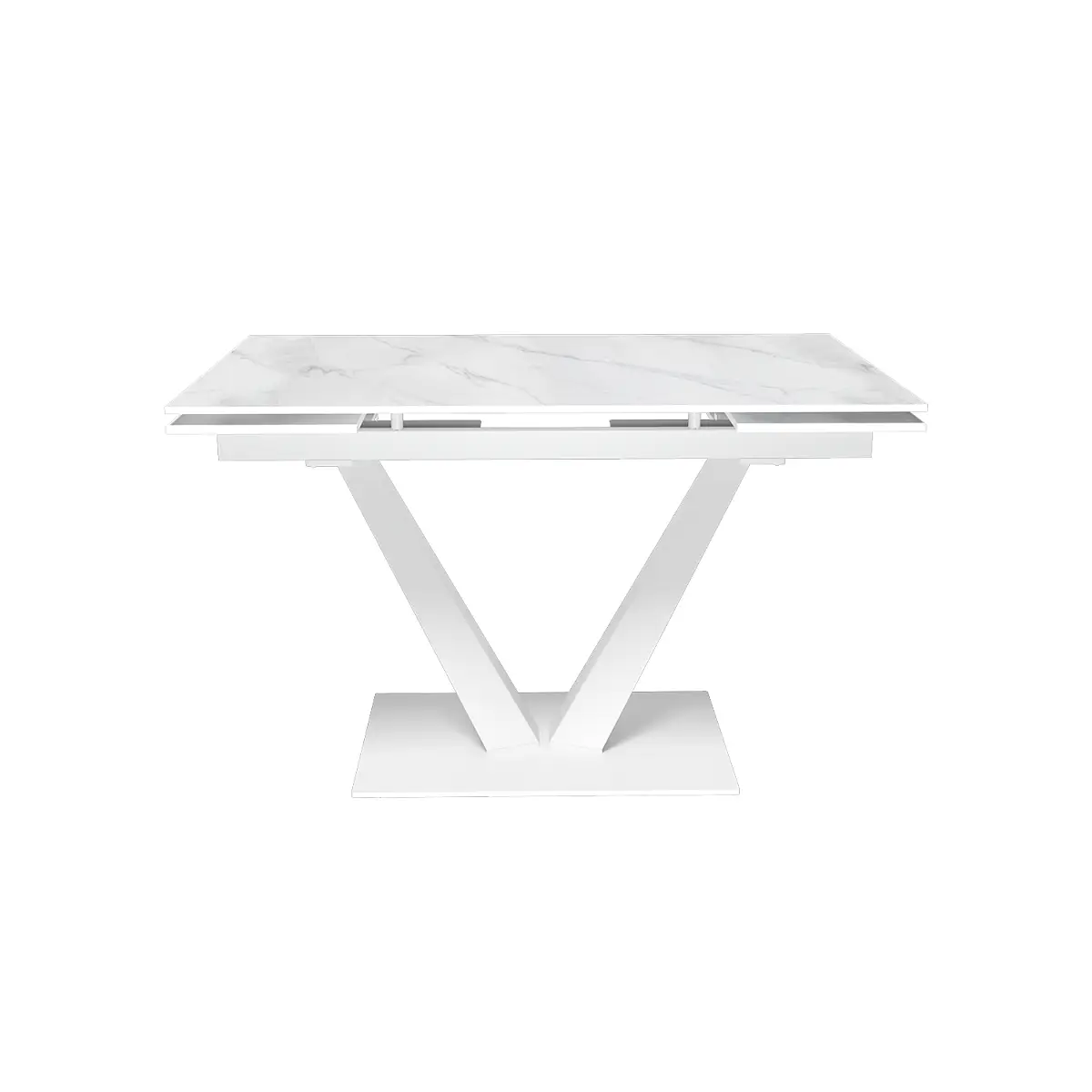 Стол раскладной Malibu (120+30+30), керамика матовая Snow Mountain Stone / опора белая изображение Стол раскладной Malibu (120+30+30), керамика матовая Snow Mountain Stone / опора белая фото