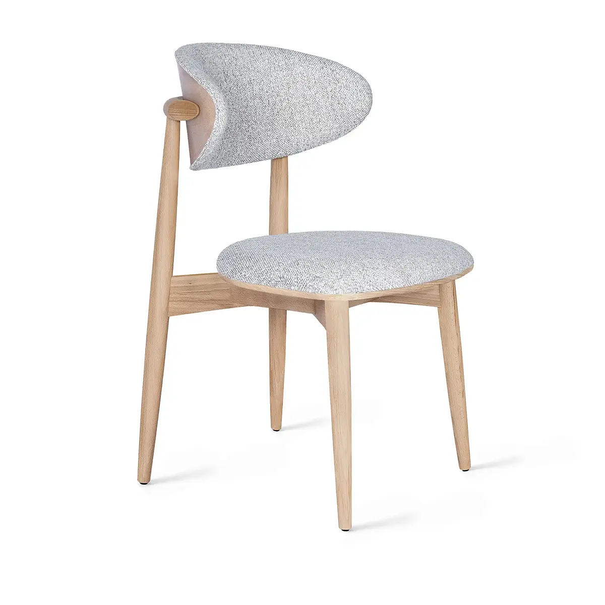 Стул Пабло, дуб лак натуральный, шенилл светлый фото