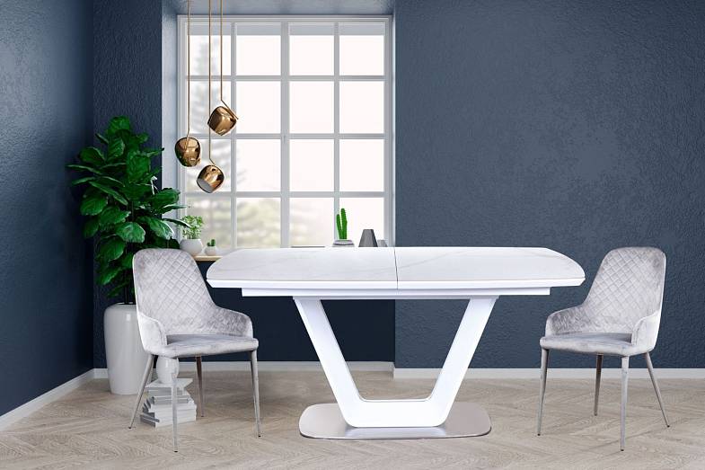 Стол обеденный Monroe, раскладной (160+40 см) испанская керамика белая