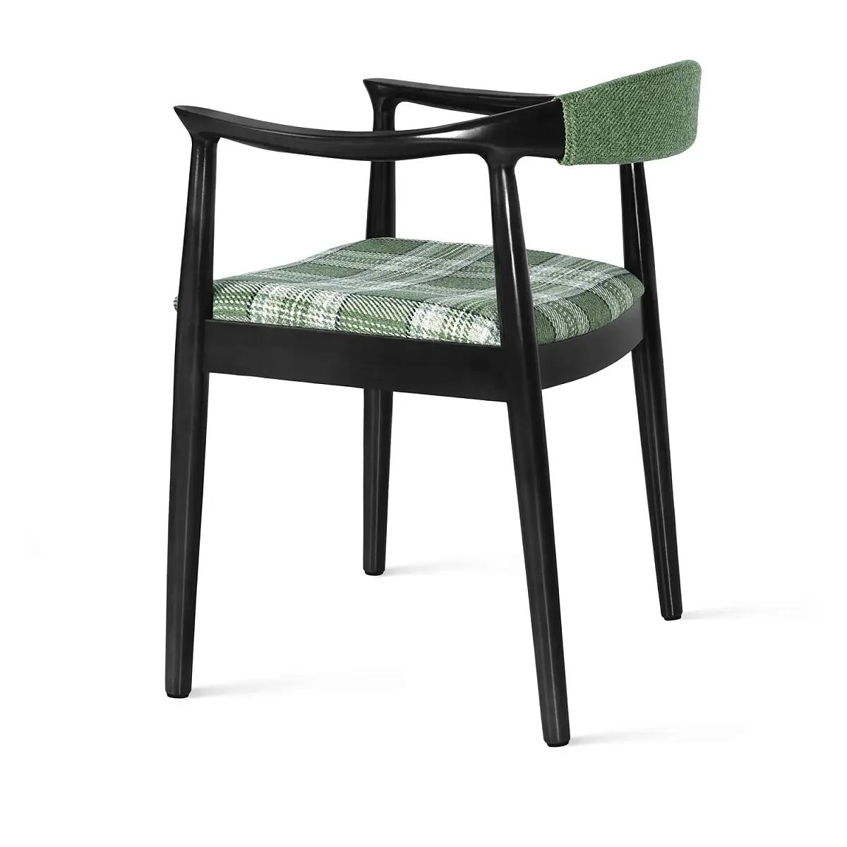 Стул Фьорд, каучуковое дерево лак венге, рогожка зеленый фото