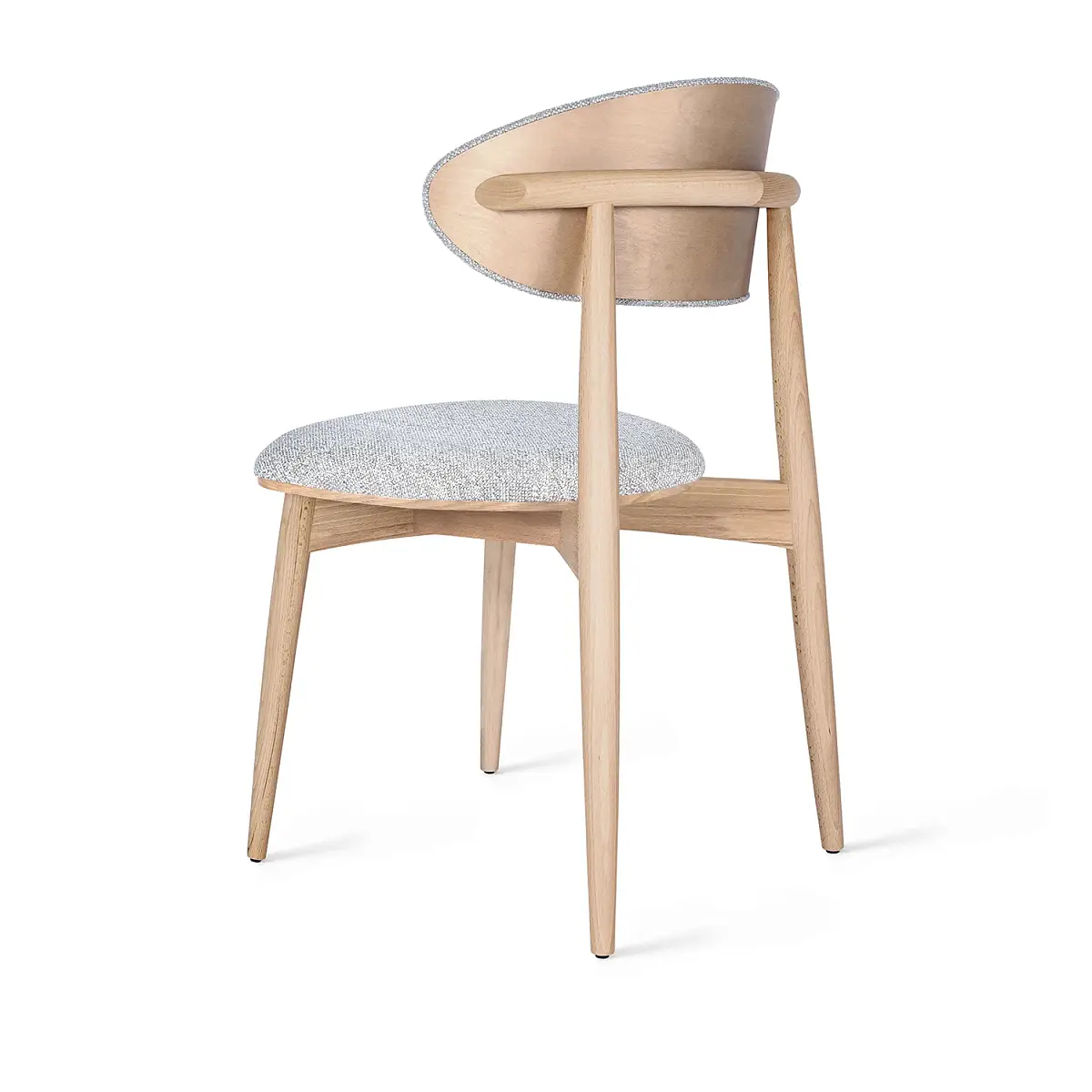 Стул Пабло, дуб лак натуральный, шенилл светлый фото