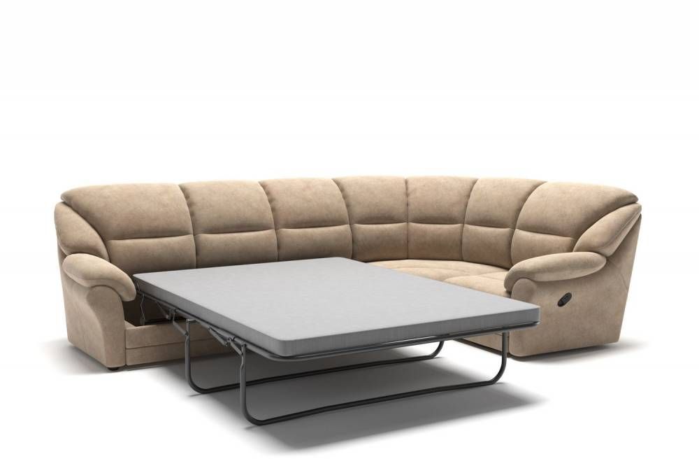 San-Remo угловой диван-кровать с реклайнером велюр бежевый