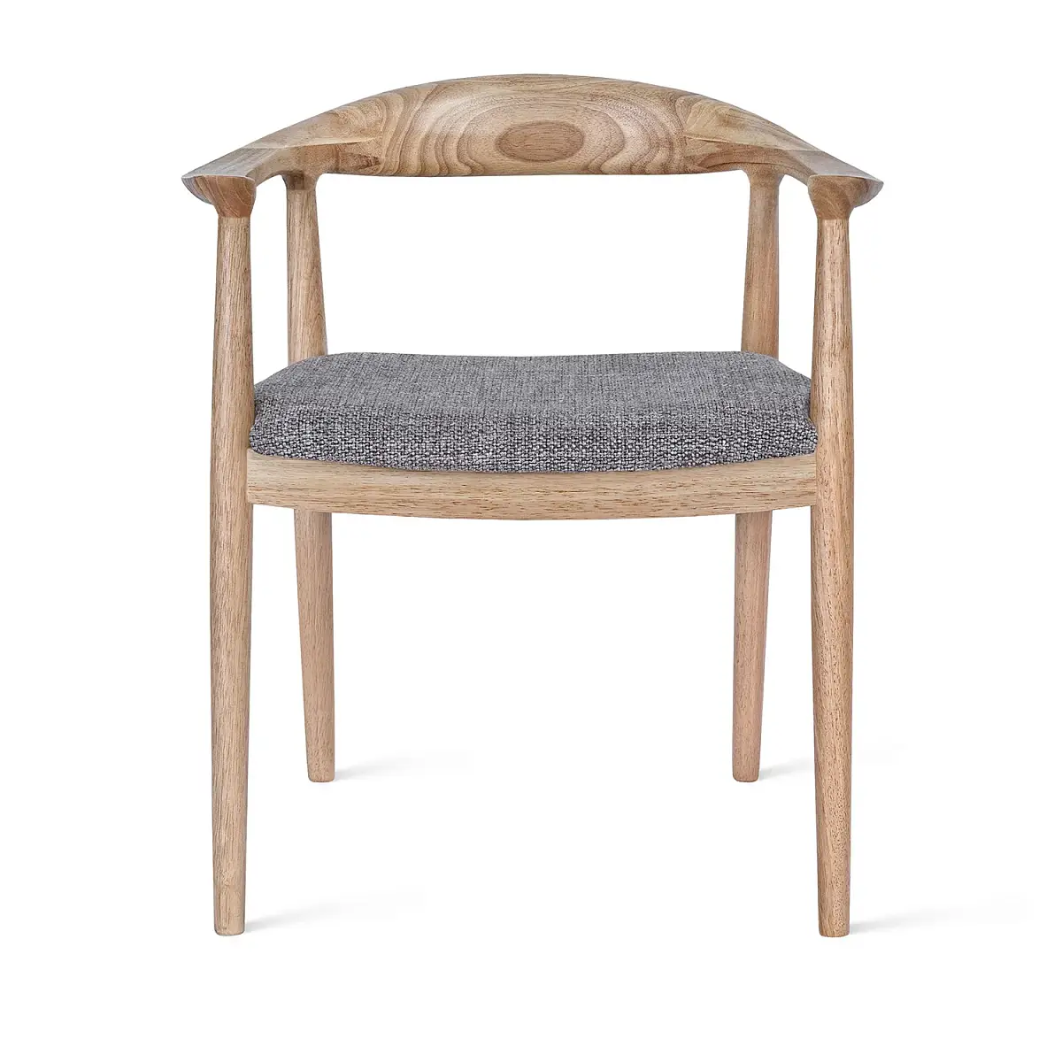 Стул Фьорд, каучуковое дерево натуральный лак, рогожка серый фото