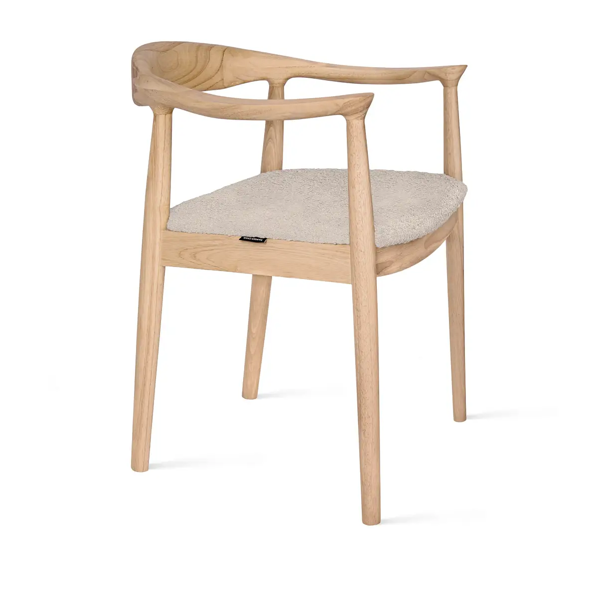 Стул Фьорд, каучуковое дерево натуральный лак, букле бежевый фото
